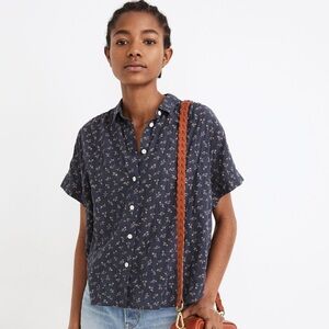 NWT Madewell Blue Floral Hilltop Ditsy Button Up Shirt Large
